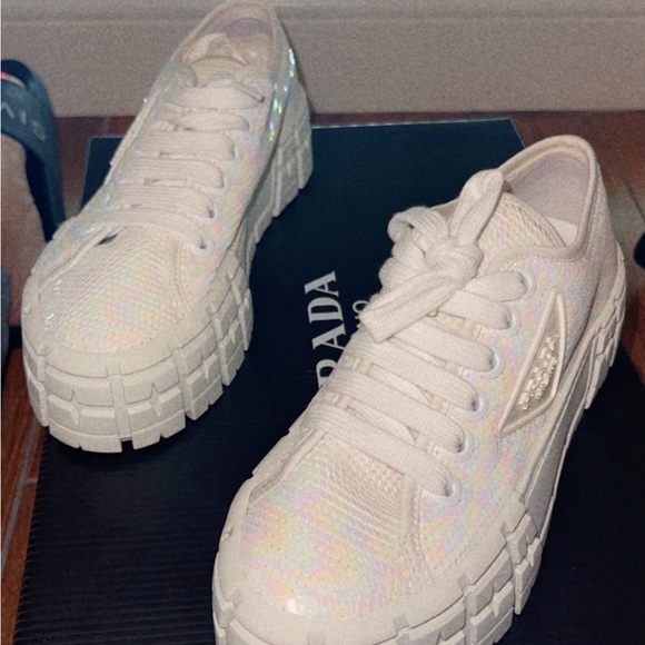 Prada Shoes - Sold out platform sequin Prada sneakers